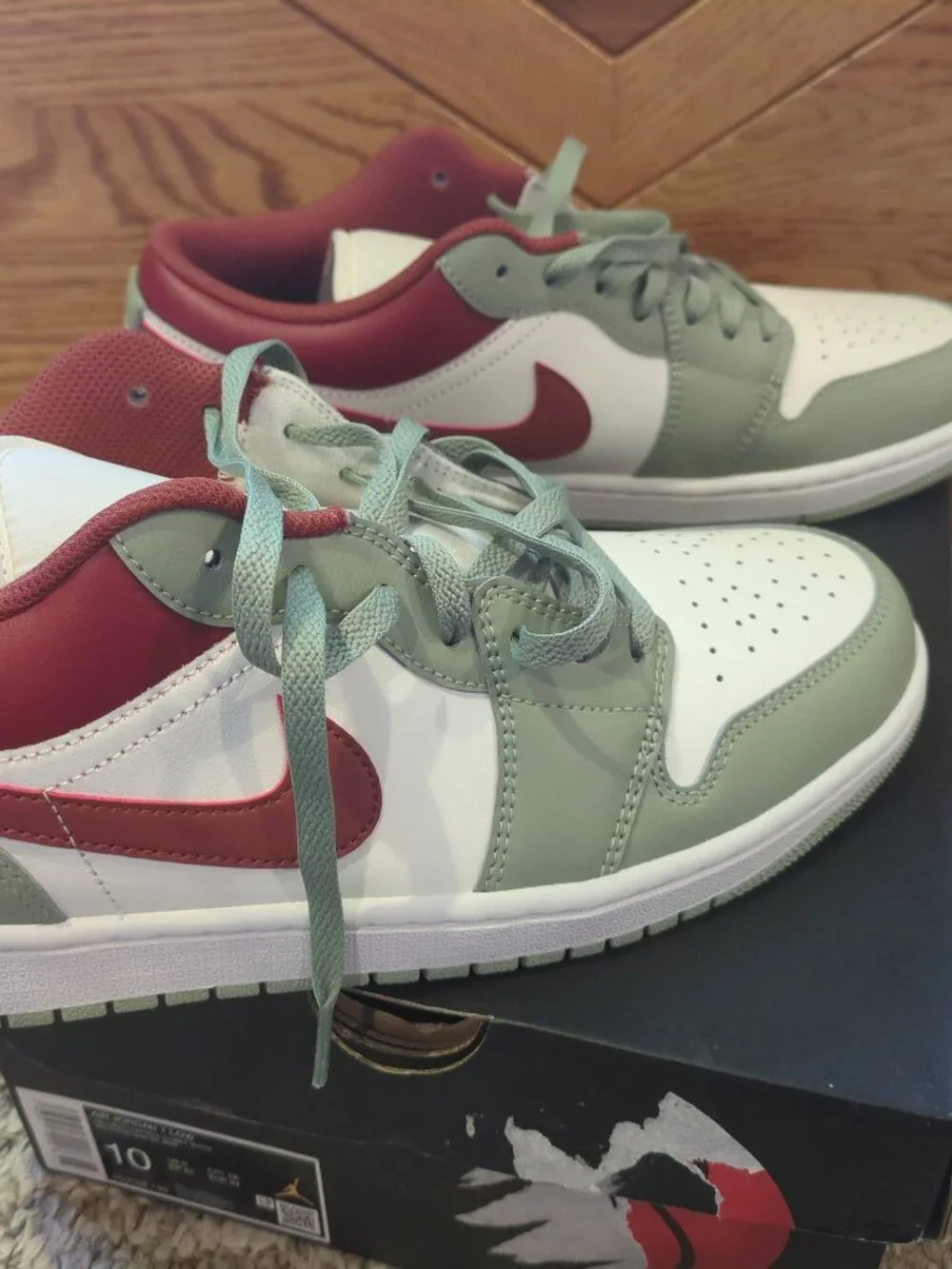 Nike Men's Air Jordan 1 Low Sail/Jade Horizon-Summit White (553558 133) Size 10